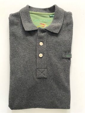 Orvis Men's Charcoal Polo Heavy Cotton Rugby Shirt